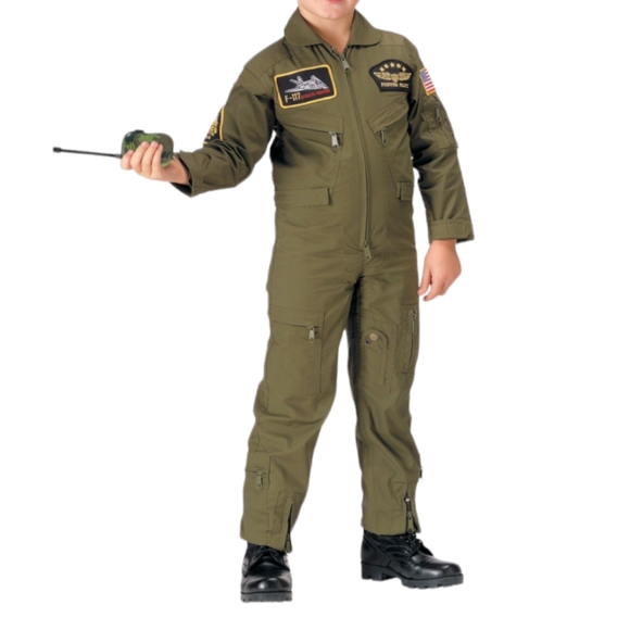Kids Air Force Pilot Flight Suit XL Costume Military Coveralls Tactical Jumpsuit - Picture 5 of 5